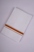 Pure  Cotton White Dhoti Double Small  Border 3.80 m|HD-24 MUSTARD