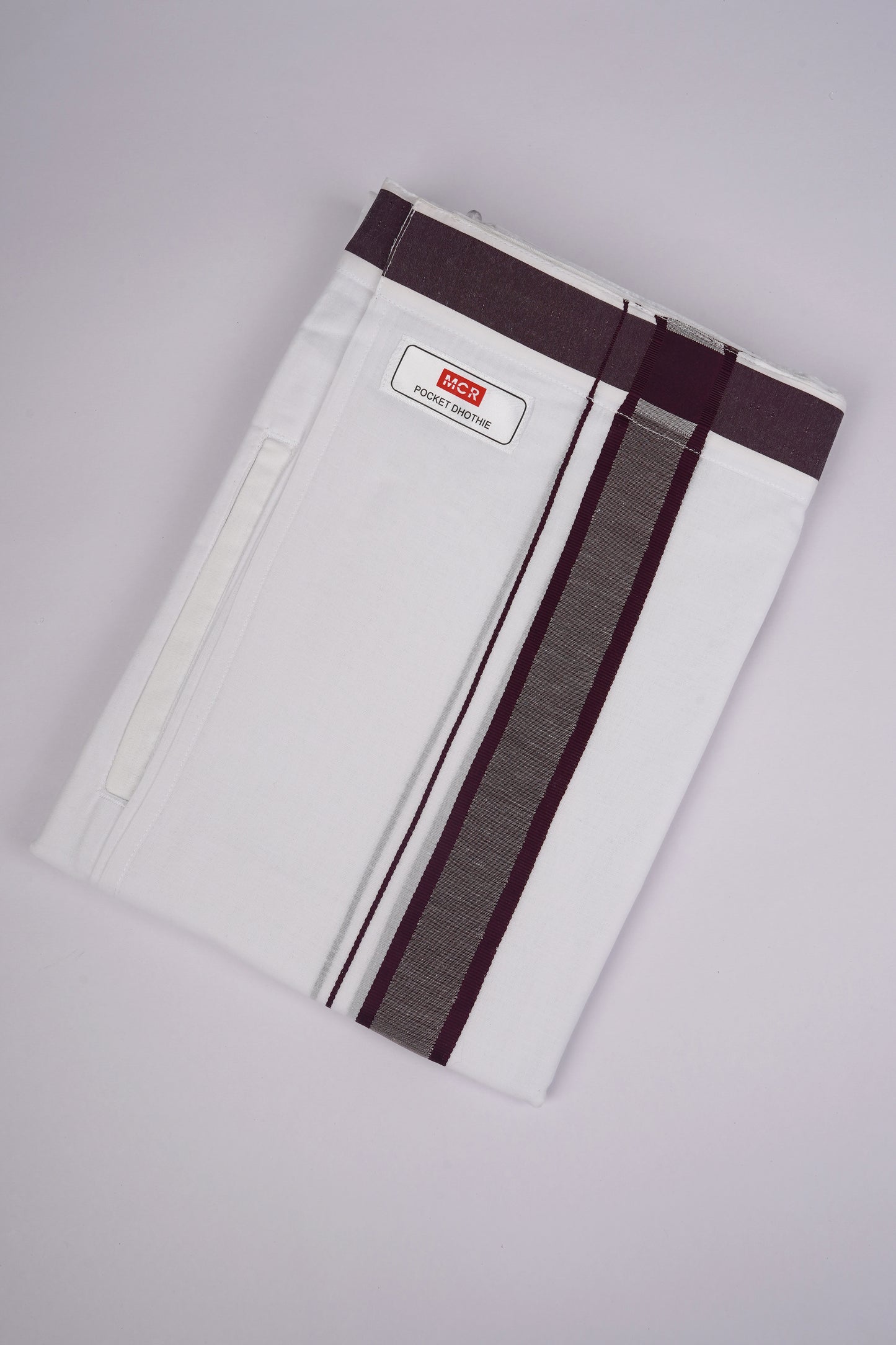 PKT FD-02 VELCRO WHITE DOUBLE DHOTI - Maroon
