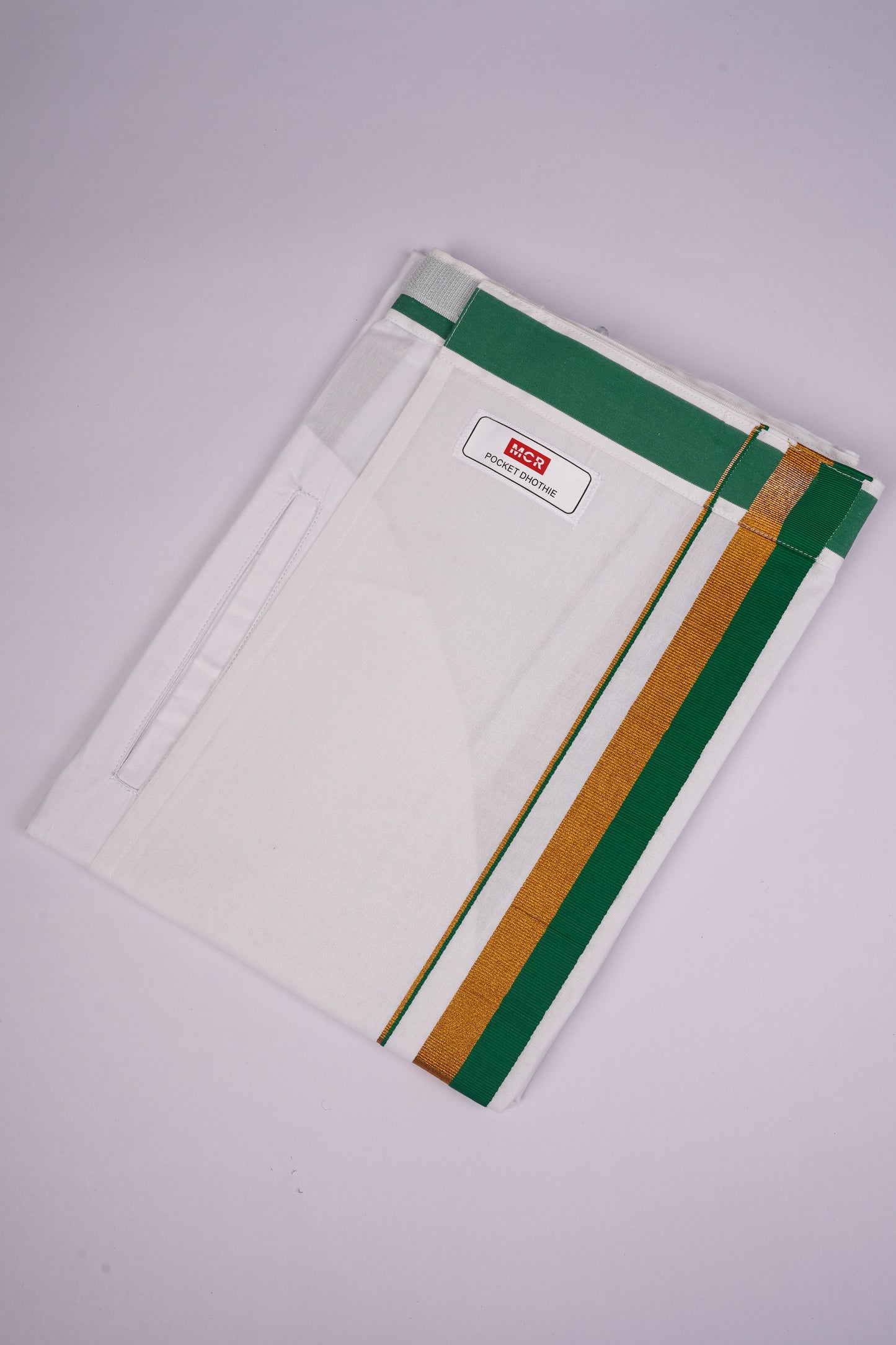 PKT FS-01 VELCRO WHITE SINGLE DHOTI - Green