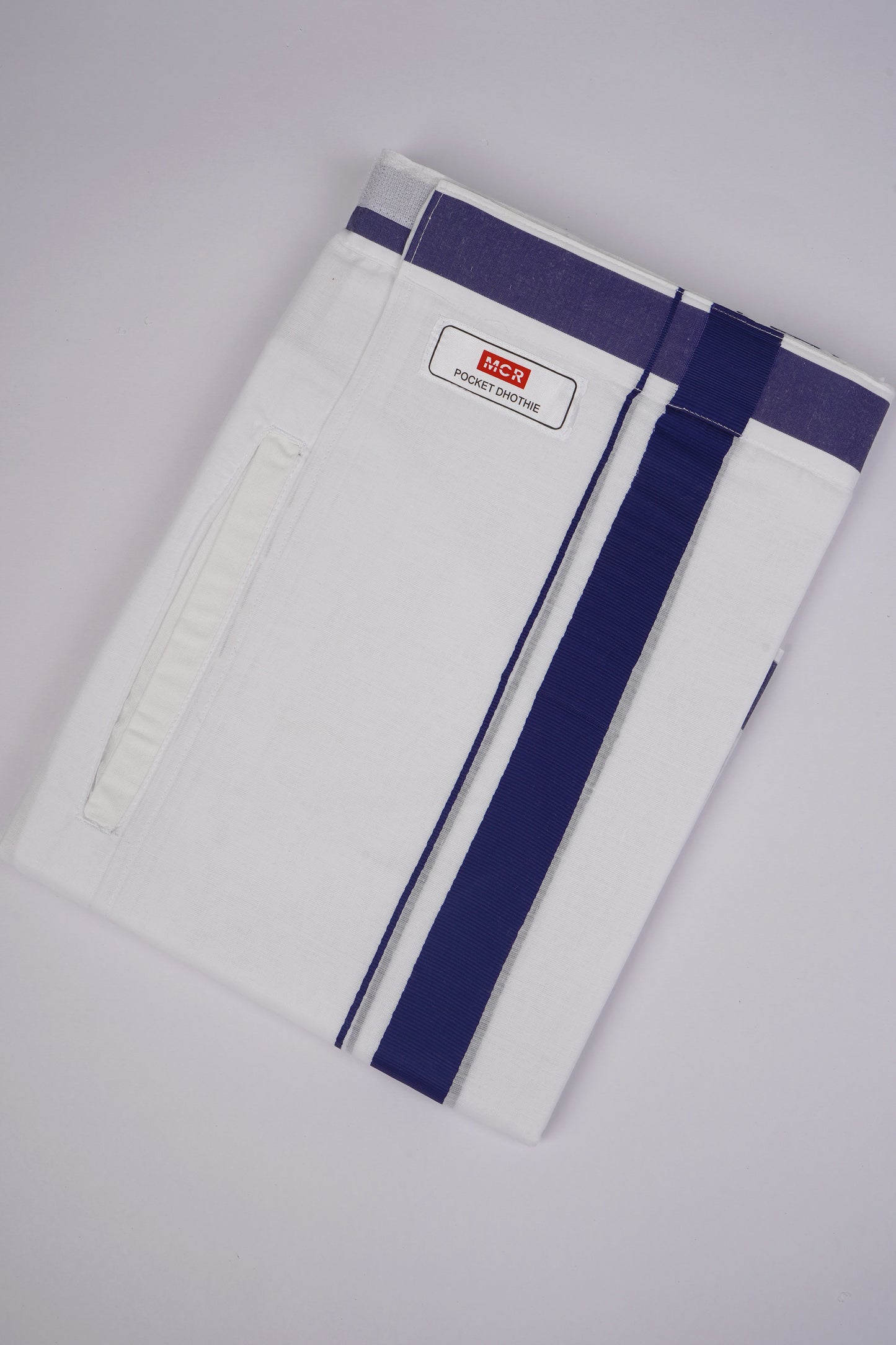 PKT FD-01 VELCRO WHITE DOUBLE DHOTI - Ink Blue