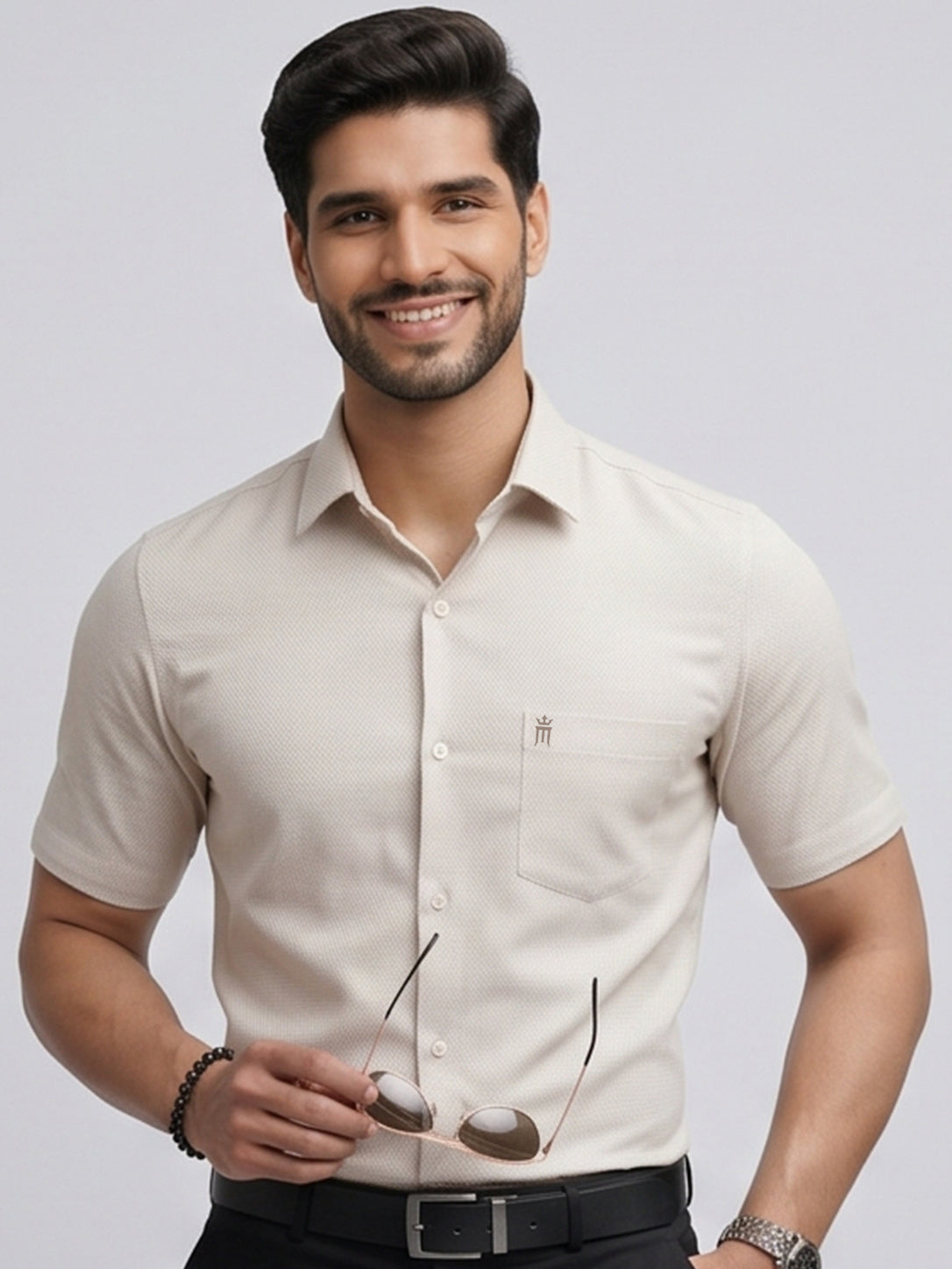 MCR Men Formal Colour Shirt - Beige  92054 ICE BERG