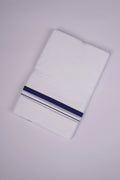Mens White Double Dhoti Pure Cotton with Small Border - 3.80M | HD-27-Dark Blue