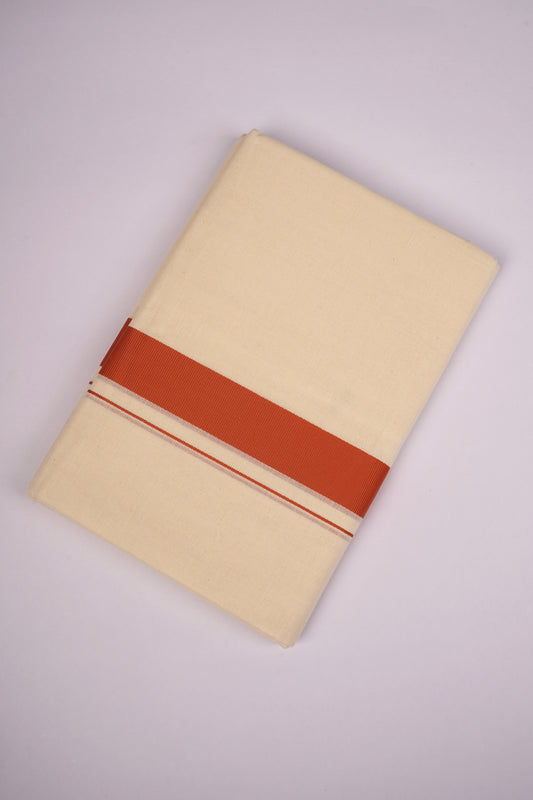 FD-08C CREAM DOUBLE DHOTI  3.80 MTR-Dark Orange
