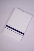 Pure  Cotton White Dhoti Double Small  Border 3.80 m|HD-28 IMPERIAL BLUE