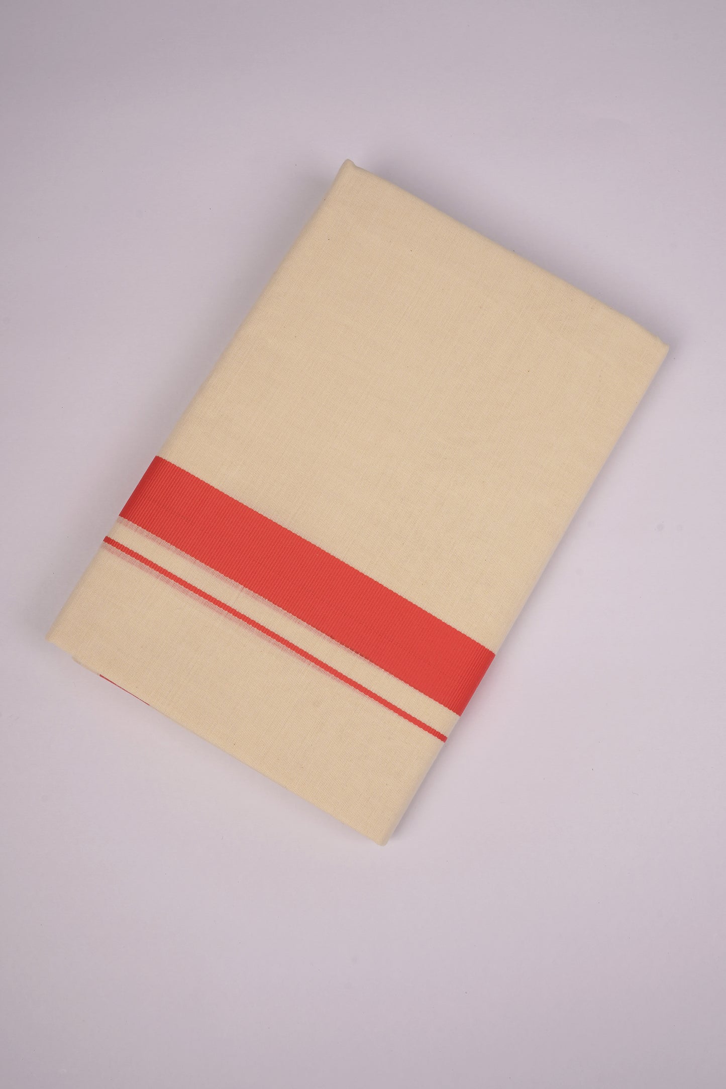 FD-08C CREAM DOUBLE DHOTHIE 3.80 MTR-Ramar Orange