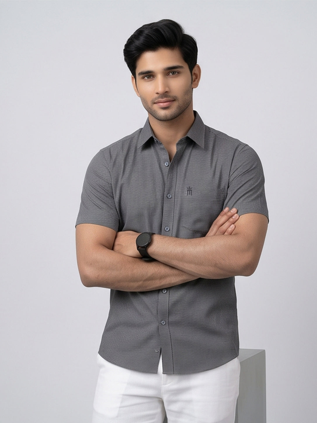 MCR Men Formal Colour Shirt - Dark grey 92057 ICE BERG