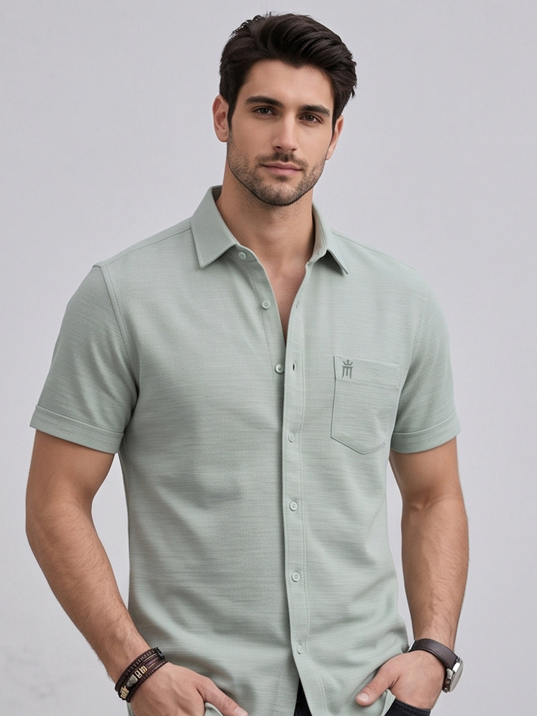 MCR Men Formal Colour Shirt - Light Green 82505 Hydrogen