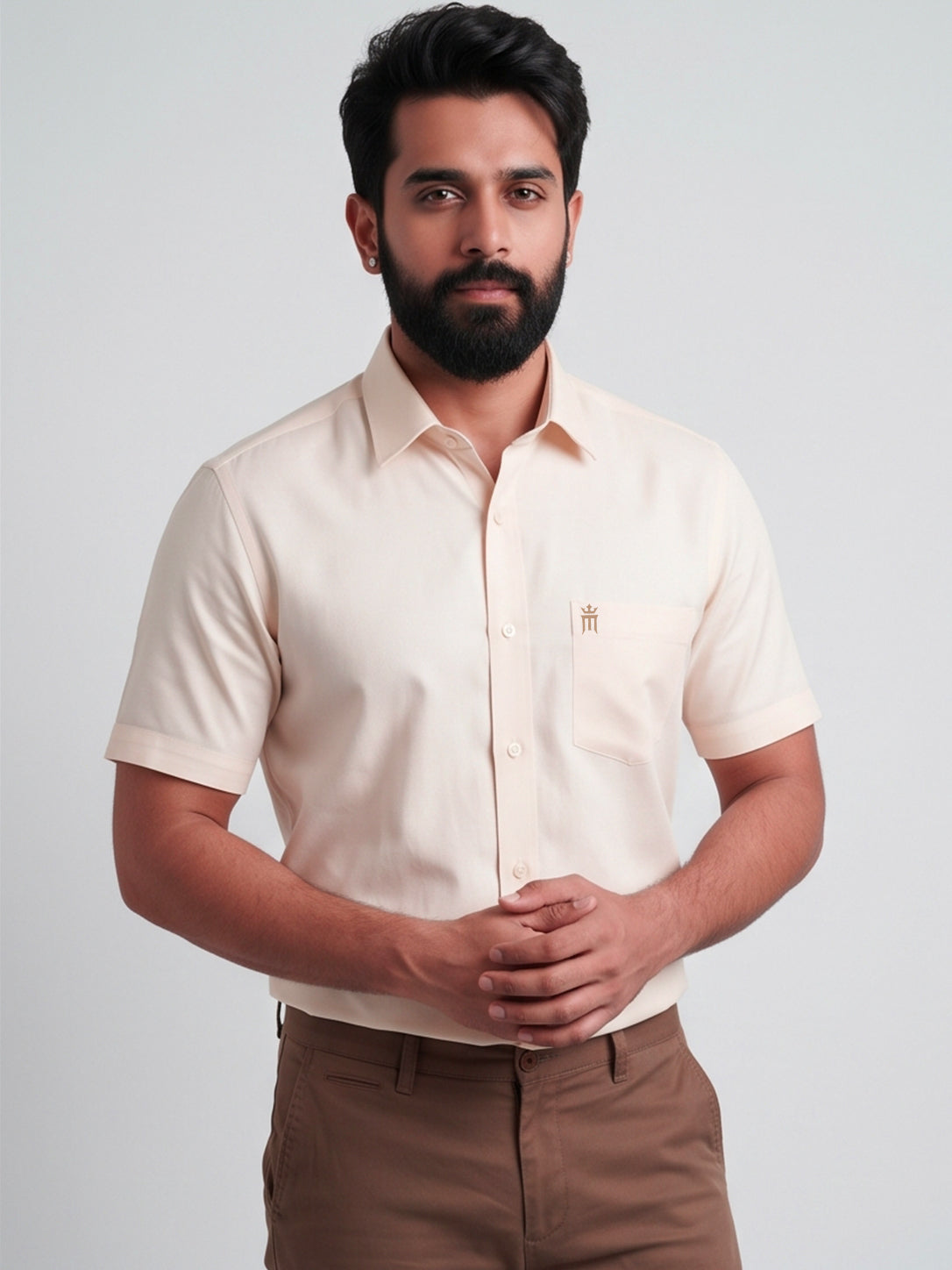 MCR Men Formal Colour Shirt - light peach 82501 Hydrogen