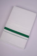 Mens White Double Dhoti Cotton Blend with Big Border - 3.80M | HD-17-Green