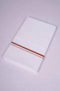 Mens White Single Dhoti Pure Cotton with Small Border - 2.00M | SS-09 - Orange