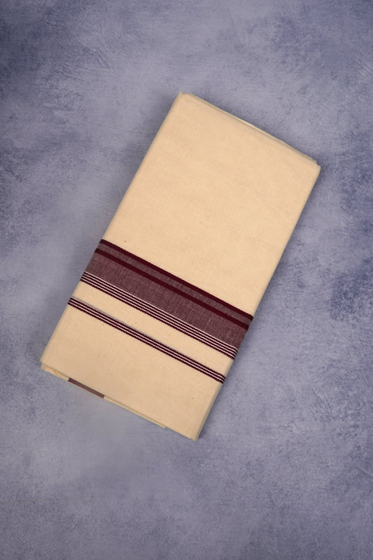 FCD-331C CREAM DOUBLE DHOTI  3.80 MTR-Brown