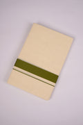 Mens Cotton Blend Cream Dhoti Double Fancy Border 3.80 m|FD-08C PISTA GREEN