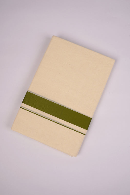 FD-08C CREAM DOUBLE DHOTI  3.80 MTR-Green
