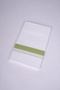 Mens Cotton Blend White Dhoti Single Fancy Border 2.00 m|FS-98 OLIVE GREEN