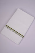 Mens Cotton Blend White Dhoti Double Small  Border 3.70 m|SD-12 OLIVE GREEN