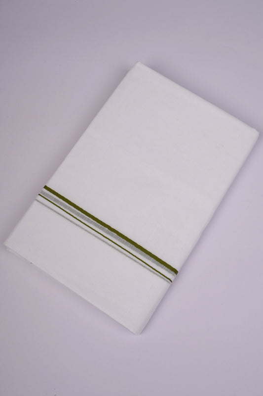 SD-12 WHITE DOUBLE DHOTI  3.70 MTR - Green