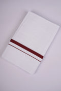Pure  Cotton White Dhoti Double Small  Border 3.80 m|HD-24 MAROON