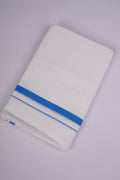 Mens Cotton Blend White Dhoti Double Small  Border 3.70 m|HD-32 DODGER BLUE
