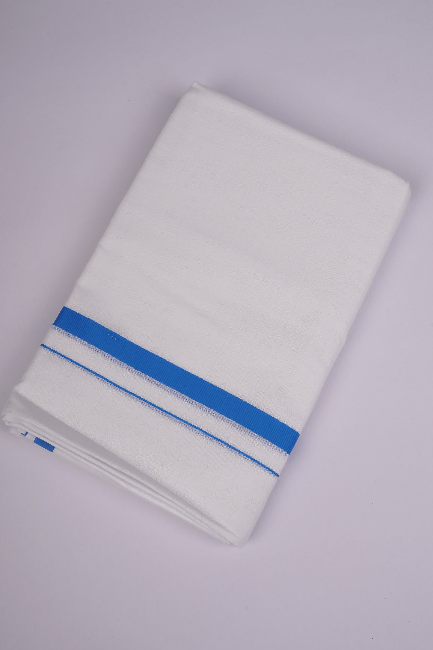 HD-32 WHITE DOUBLE DHOTI  3.70 MTR - Blue