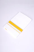 Mens  White Dhoti Single Fancy Border GOLDEN YELLOW 2.00 m |FS-96