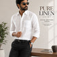 PURE LINEN WHITE FULL SLEEVE SHIRT - 6026 MEN WHITE SHIRT