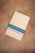 FD-174C CREAM DOUBLE DHOTI  3.80 MTR - Dark blue