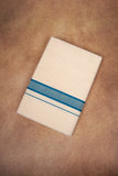 FD-174C CREAM DOUBLE DHOTI  3.80 MTR - Dark blue