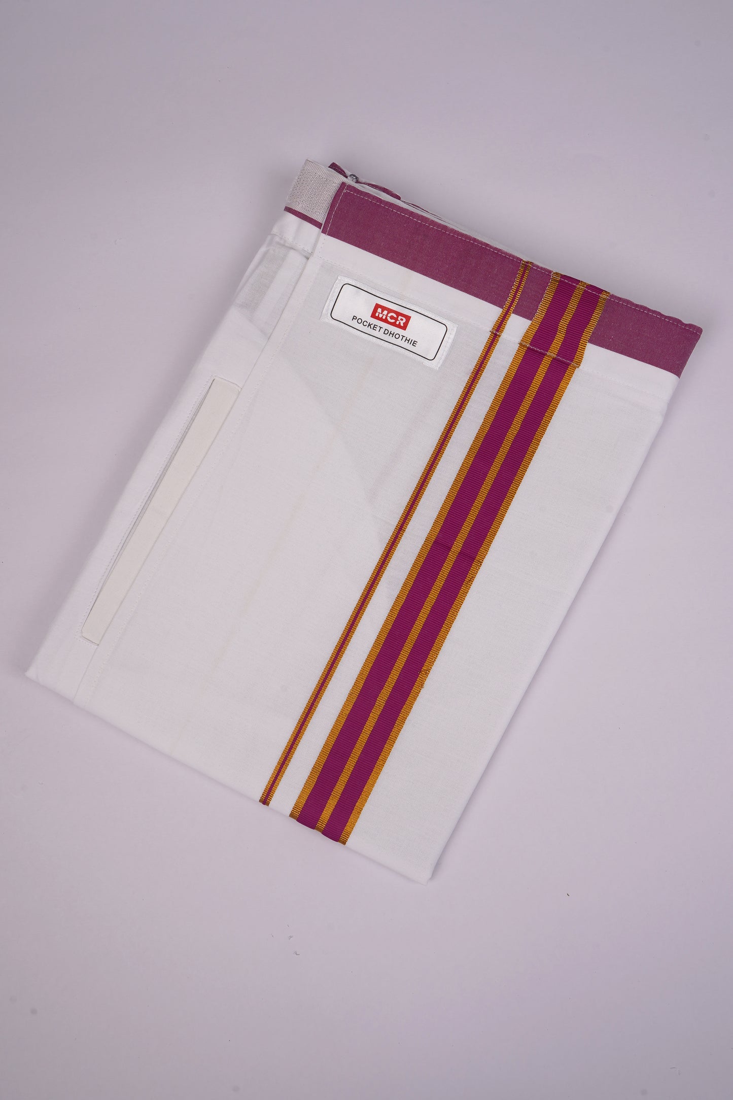 PKT FS-01 VELCRO WHITE SINGLE DHOTI - Dark Pink
