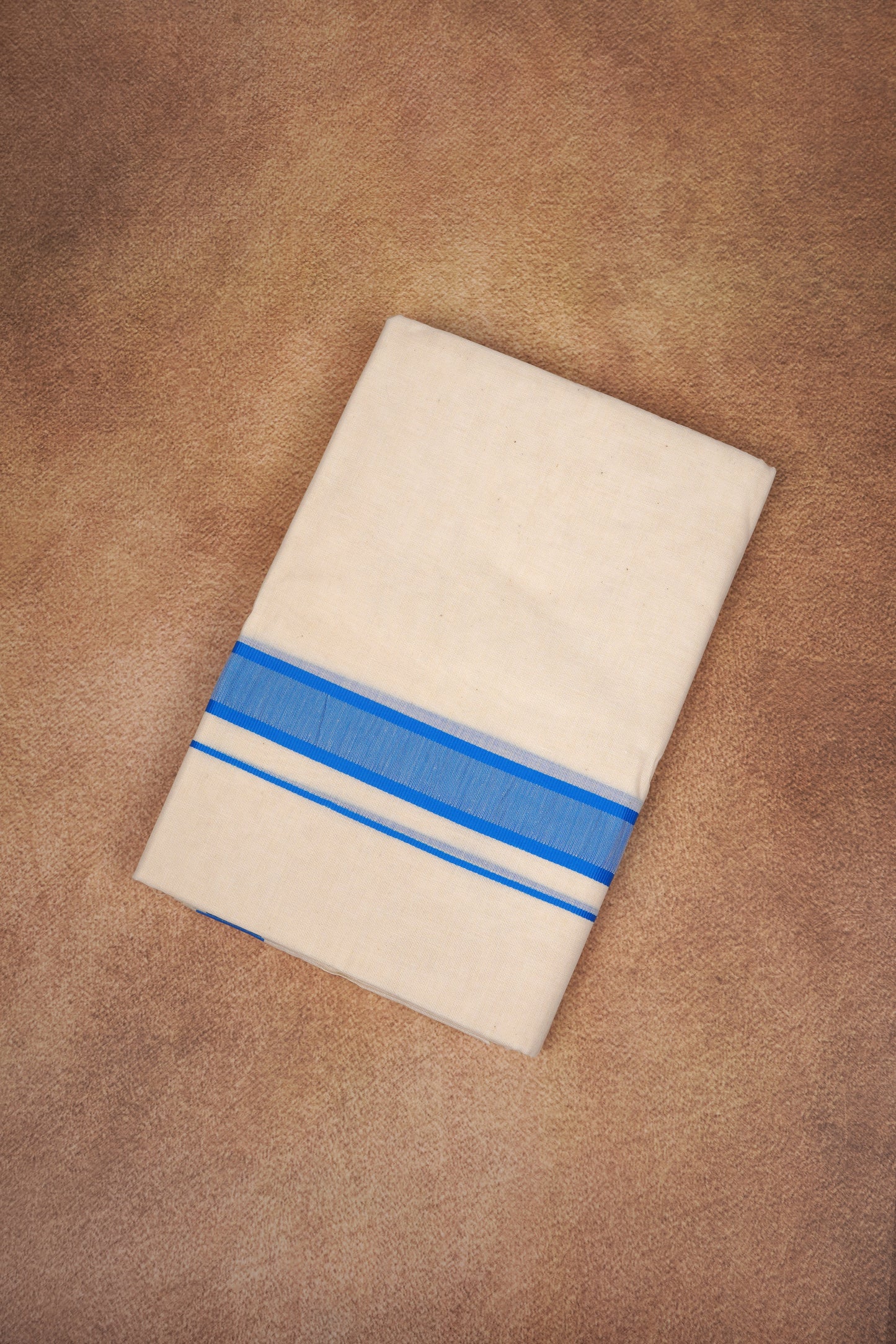 FD-174C CREAM DOUBLE DHOTHIE 3.80 MTR - Ajantha Blue