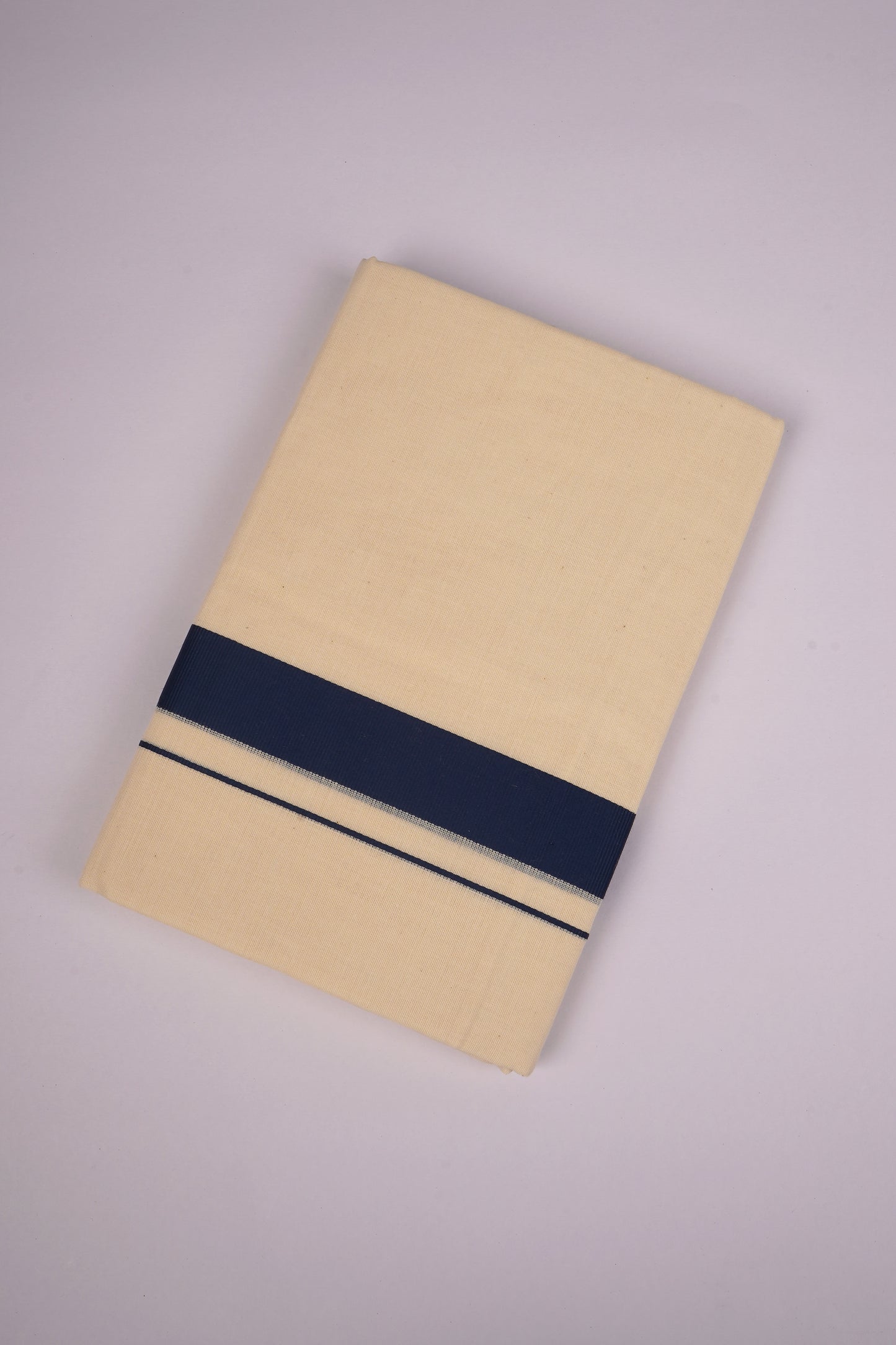 FD-08C CREAM DOUBLE DHOTHIE 3.80 MTR-Dark Blue