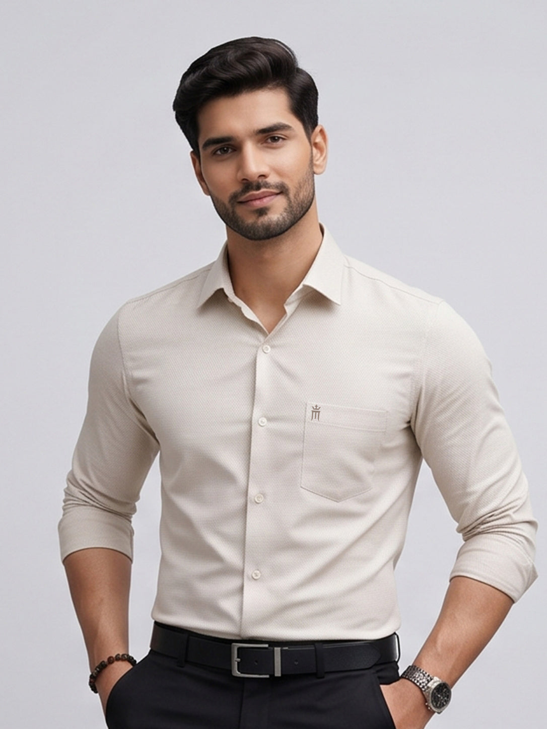 MCR Men Formal Colour Shirt - Beige  92054 ICE BERG
