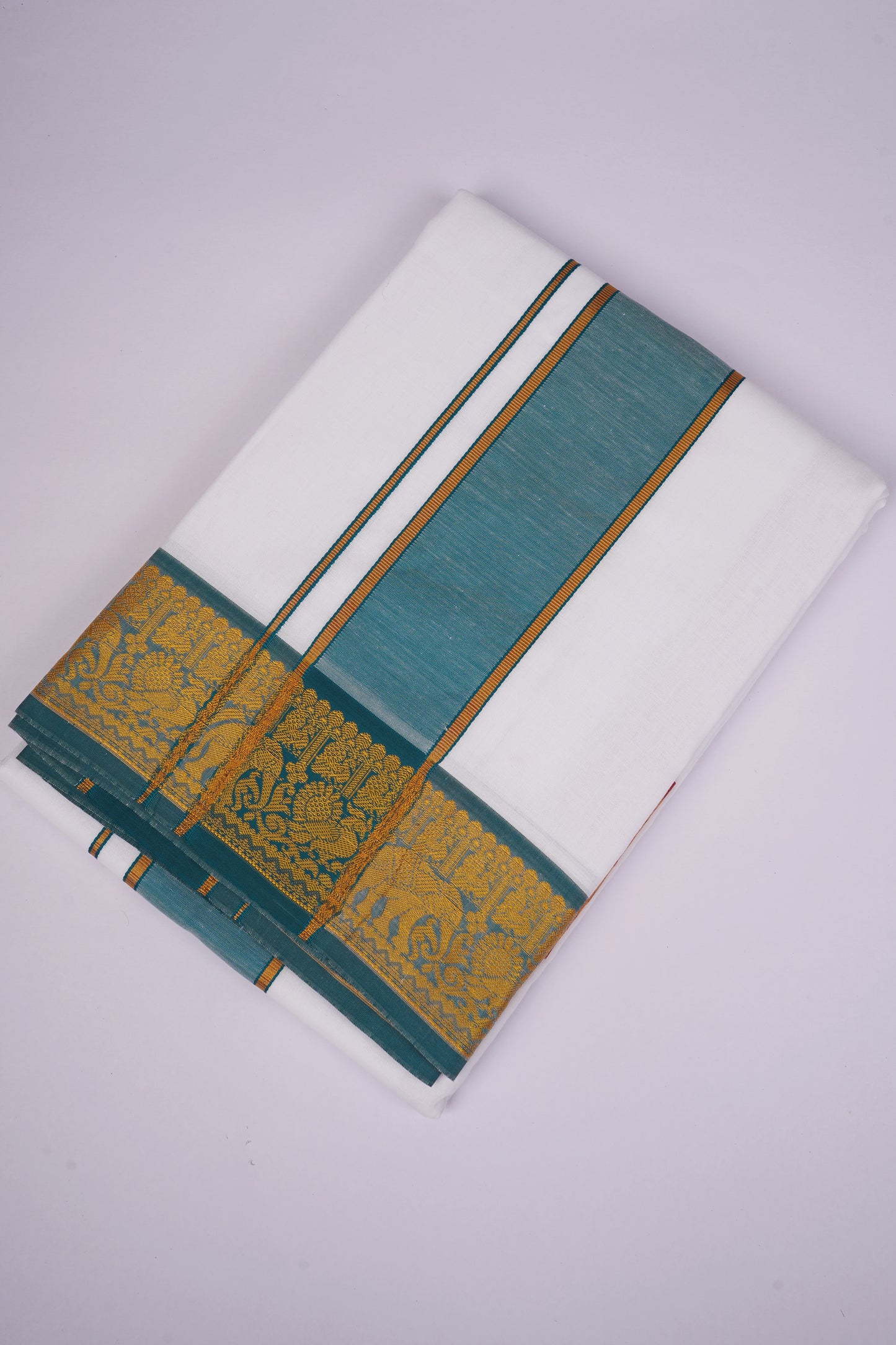 PK-9X5-12 SET WHITE DOUBLE DHOTI - green