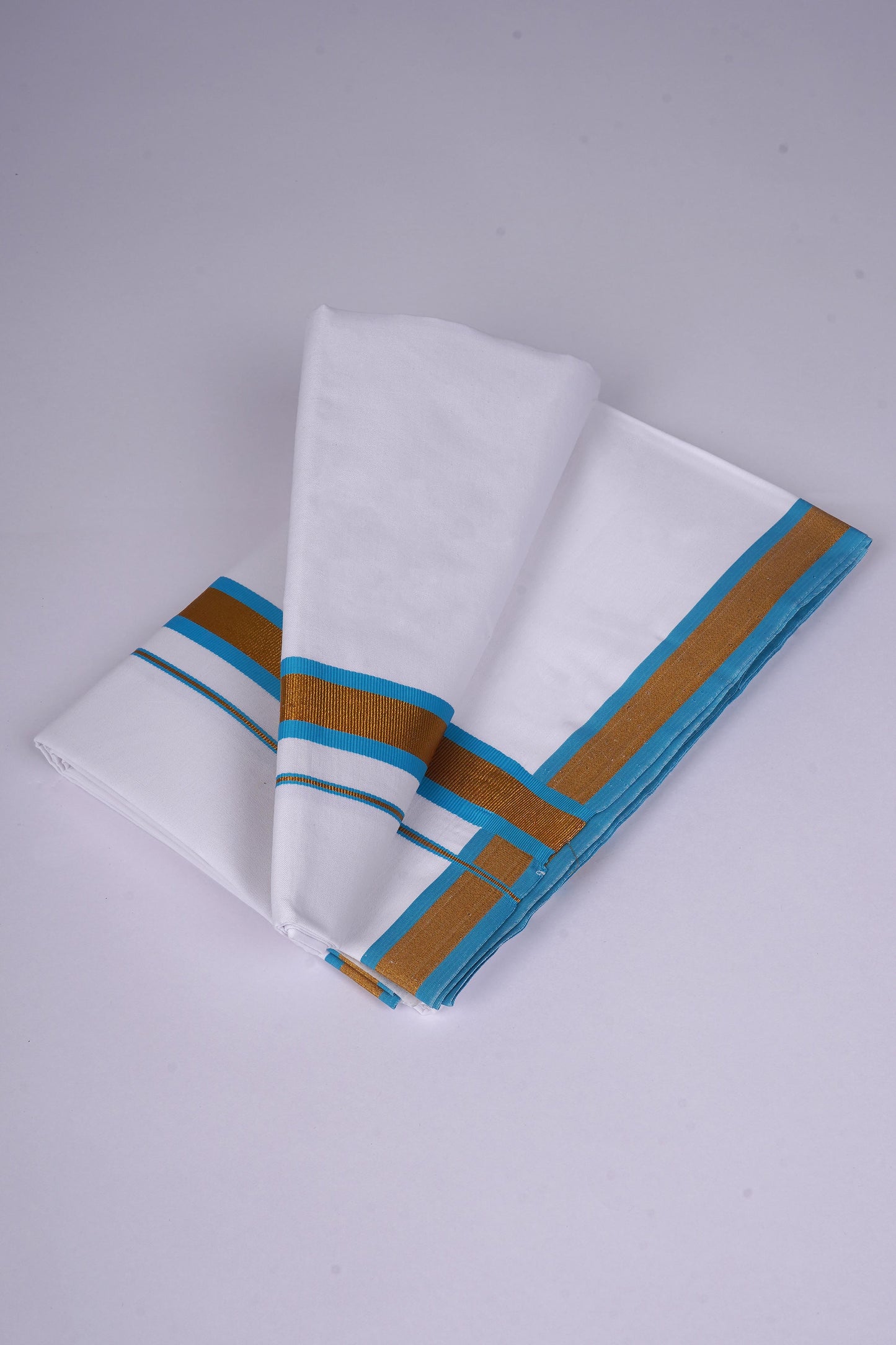 FS-103 W/S DHOTI 2.00 MTR - GOLD AJANTHA BLUE