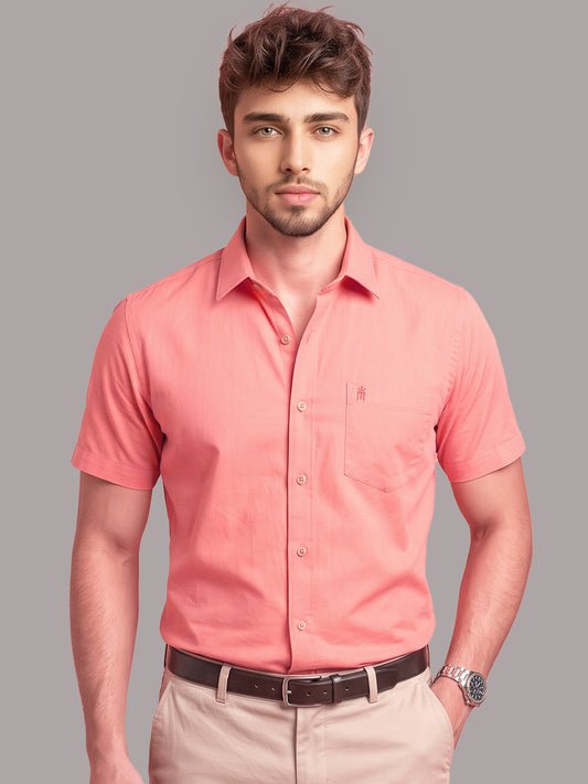 Stain Free Half Sleeve Formal Rose Men Shirt-68005