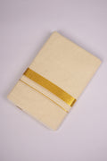 Pure Cotton Cream Dhoti Double Weave Gold Jari Border 4.00 m | GLD-11C