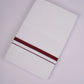 HD-25 WHITE DOUBLE DHOTI  3.80 MTR - Maroon
