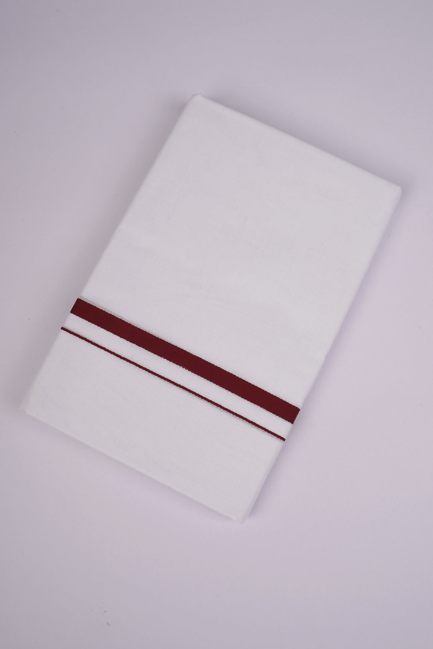 HD-25 WHITE DOUBLE DHOTI  3.80 MTR - Maroon