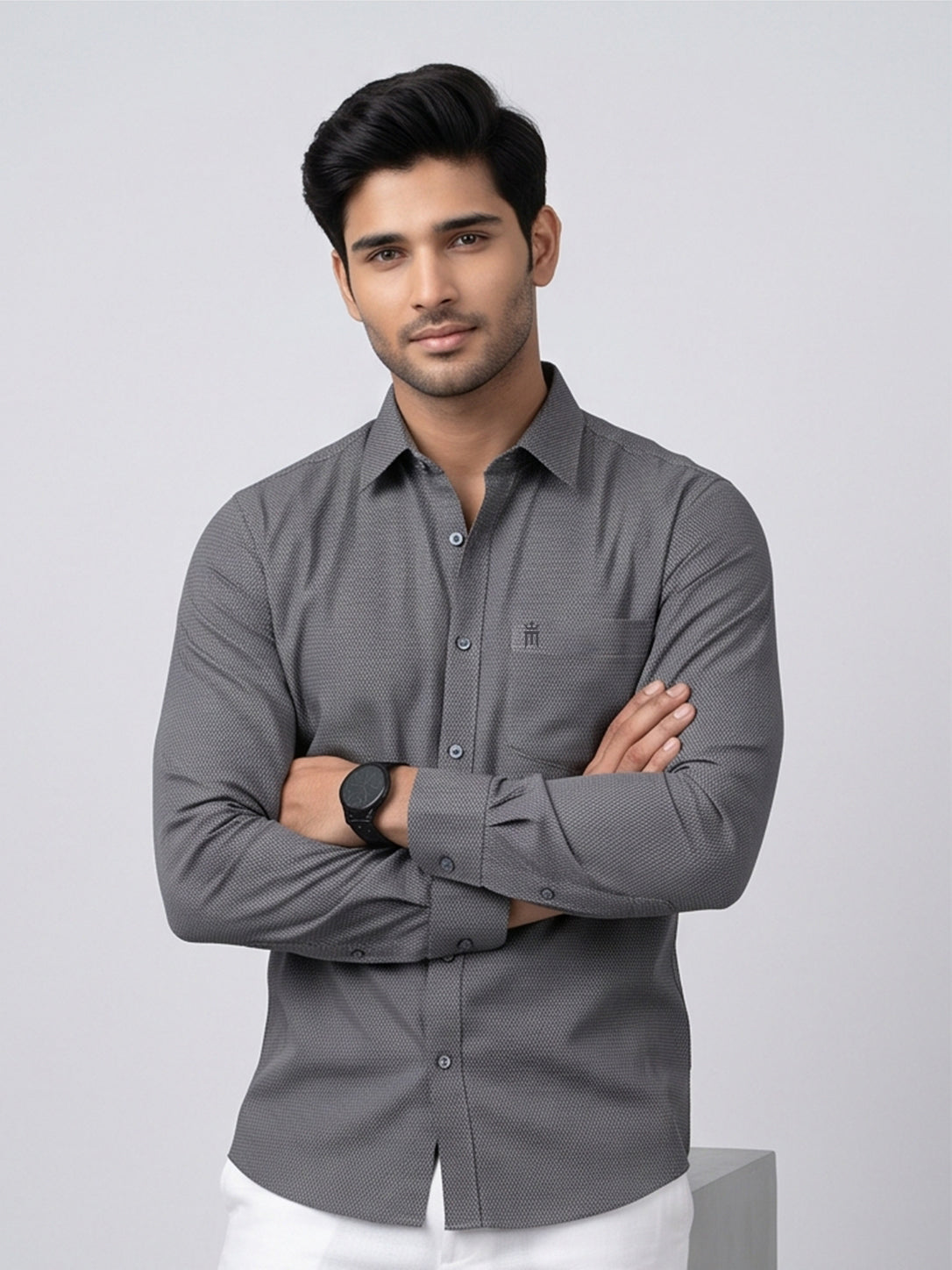 MCR Men Formal Colour Shirt - Dark grey 92057 ICE BERG