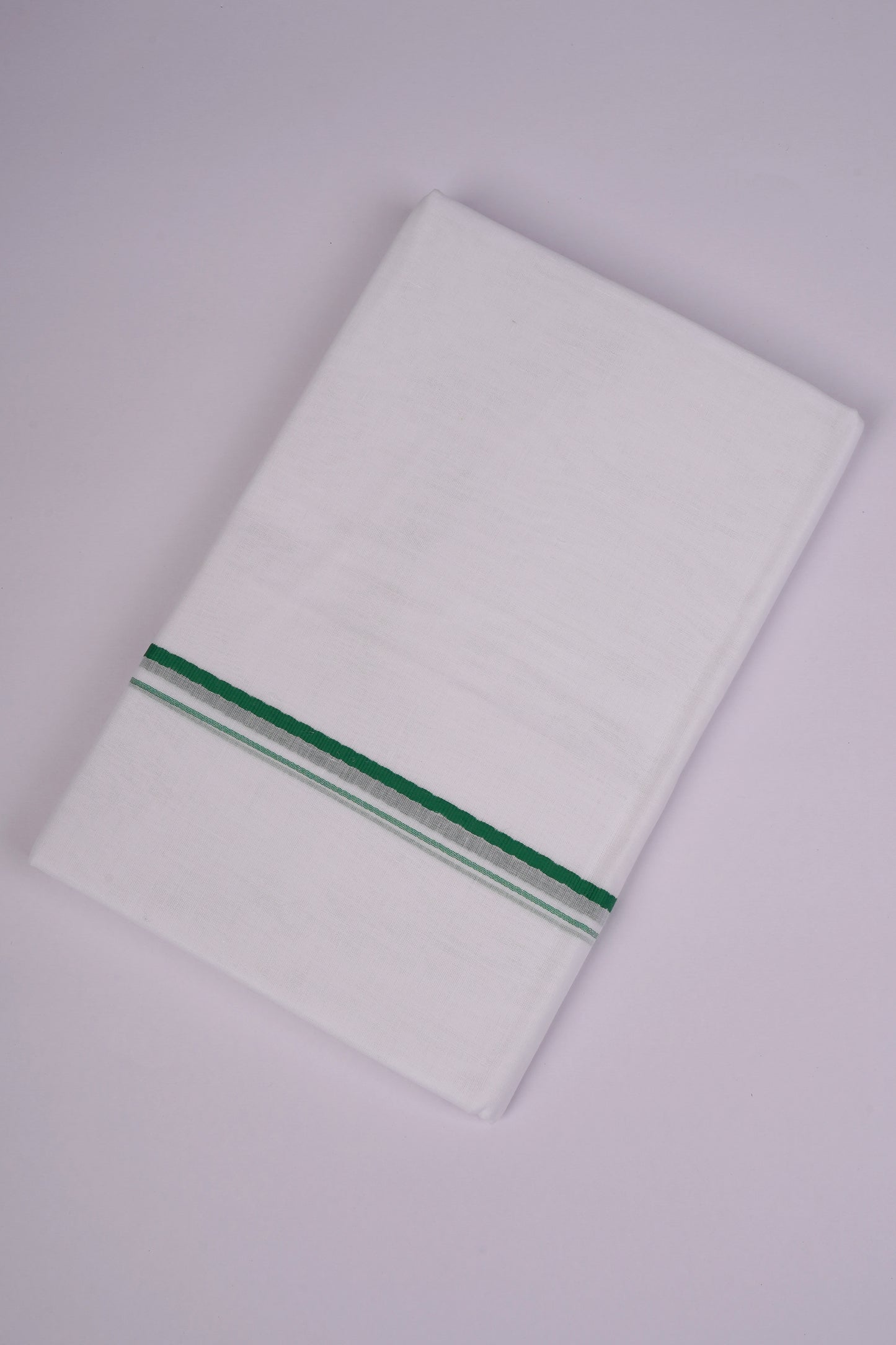 SD-14 WHITE DOUBLE DHOTI 3.80 MTR - Green