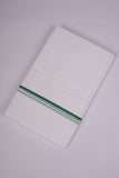 SD-14 WHITE DOUBLE DHOTI 3.80 MTR - Green