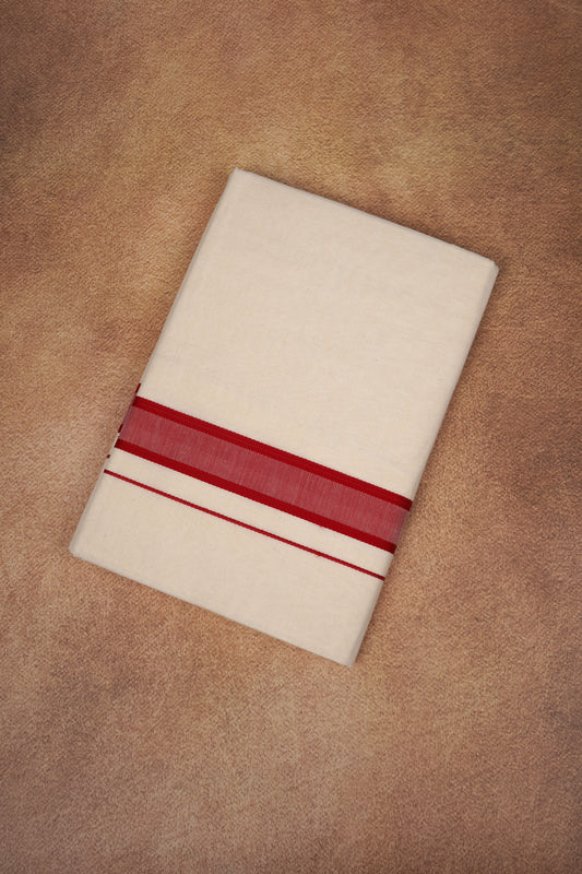 FD-174C CREAM DOUBLE DHOTI  3.80 MTR - Pink