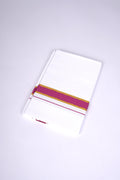 White Dhoti Single Fancy Border MEGENTA 2.00 m |FS-115