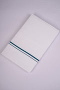 Mens Cotton Blend White Dhoti Double Small  Border 3.70 m|SD-18 DARK GREEN