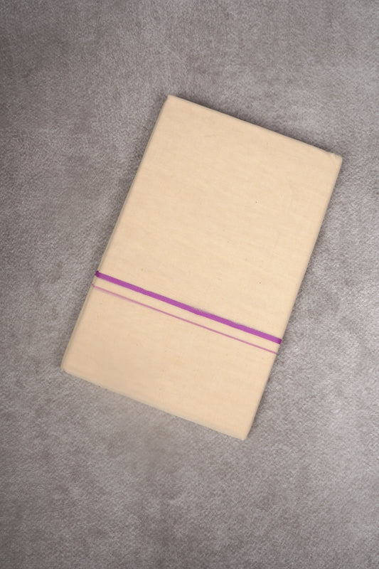 SD-07C CREAM DOUBLE DHOTI 3.80 MTR - Pink
