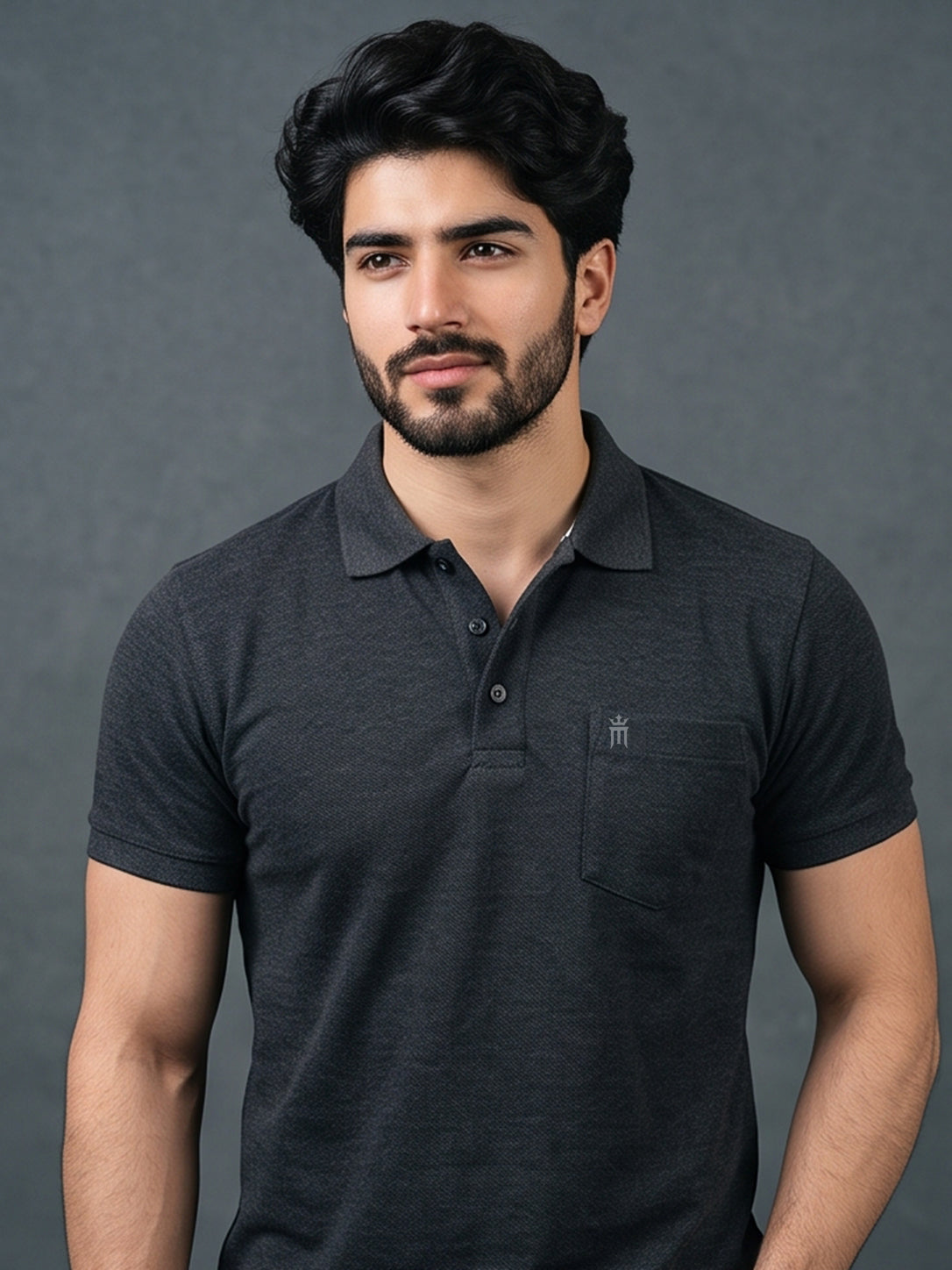 Python Plain Chargoal Milange Color T-Shirt - 70003