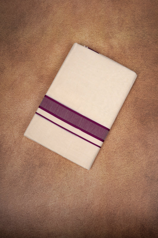 FD-174C CREAM DOUBLE DHOTI  3.80 MTR - Dark Pink