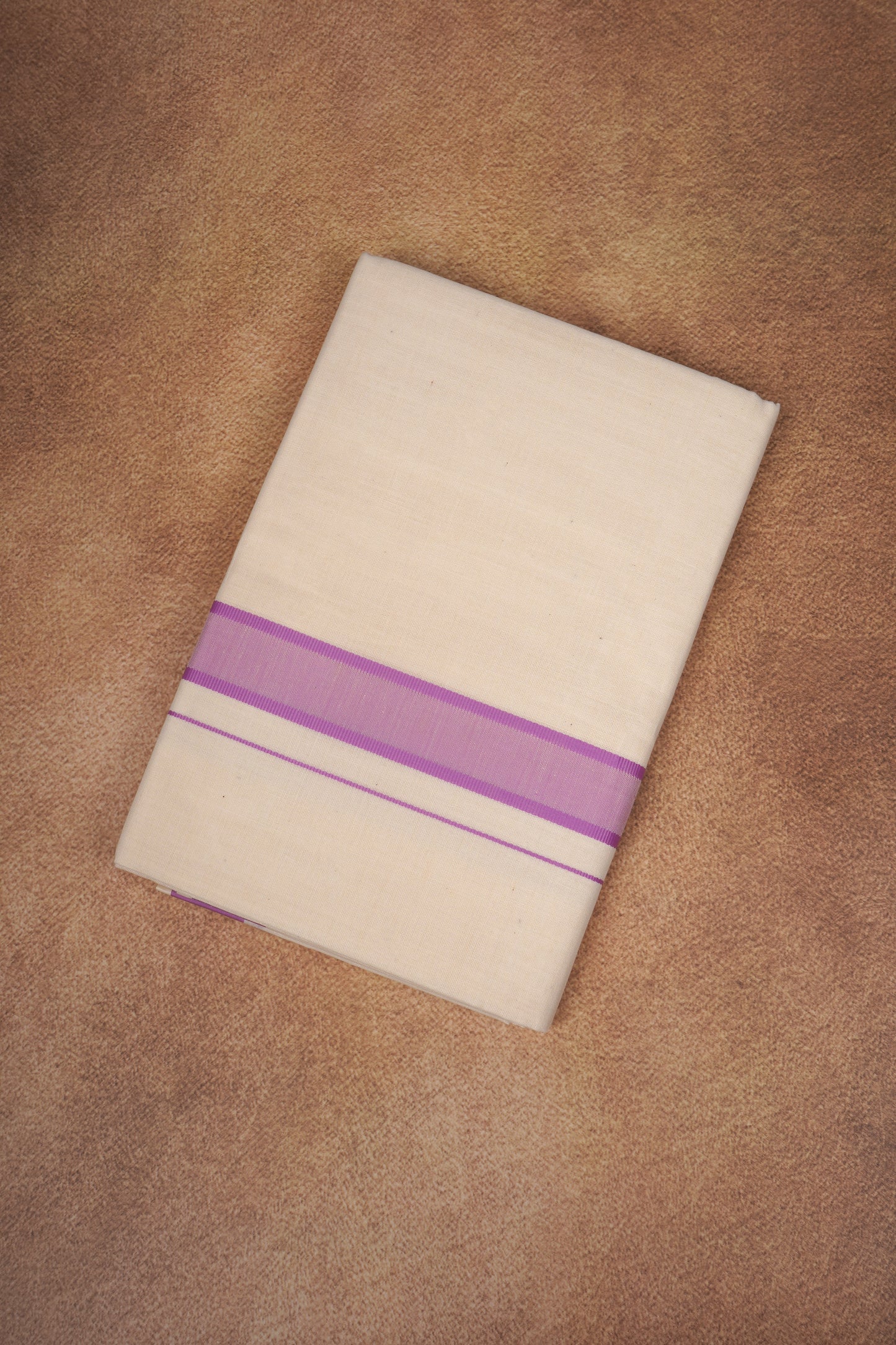 FD-174C CREAM DOUBLE DHOTHIE 3.80 MTR - Light Pink