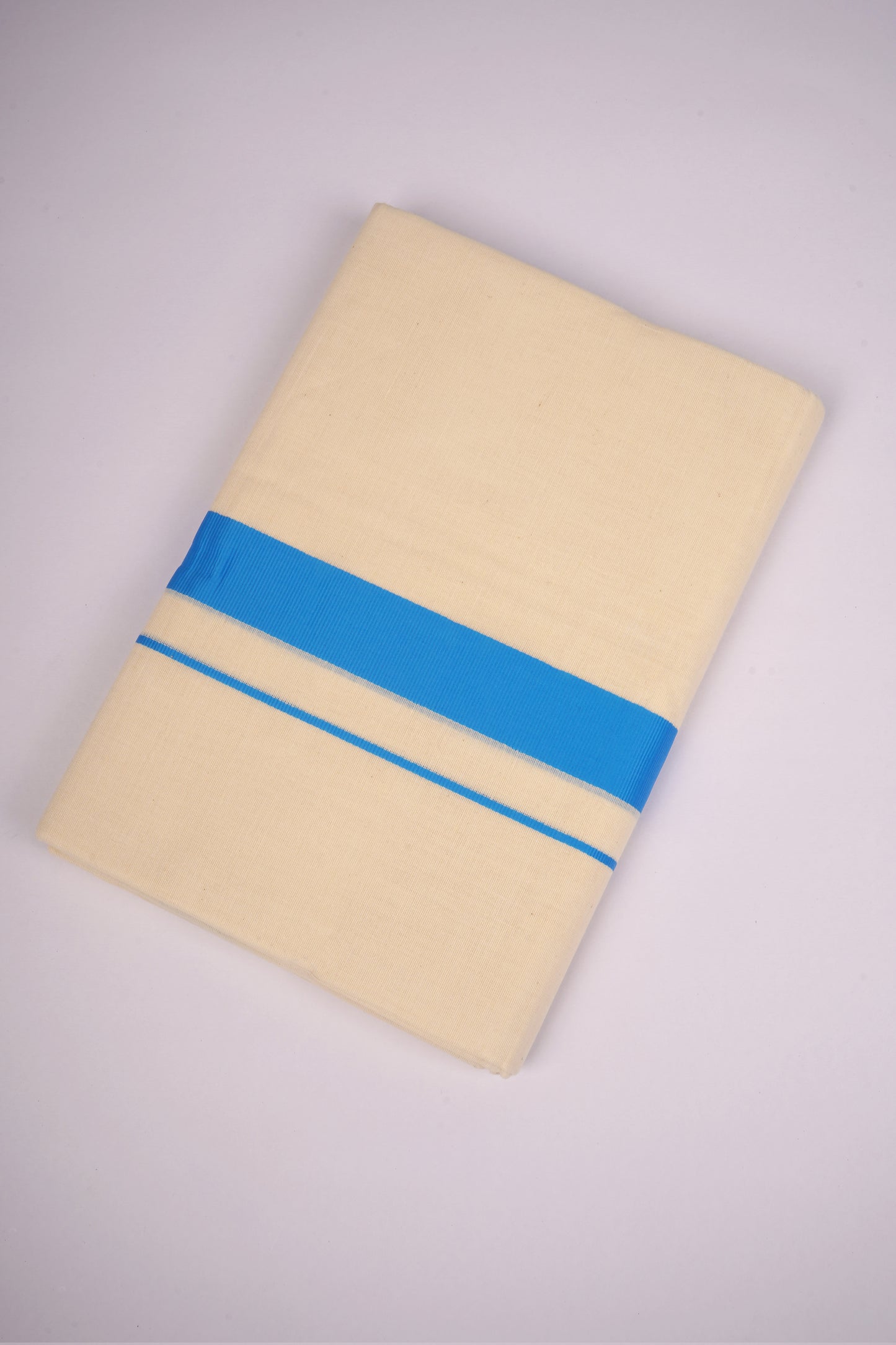 FD-08C CREAM DOUBLE DHOTHIE 3.80 MTR-Ajantha Blue