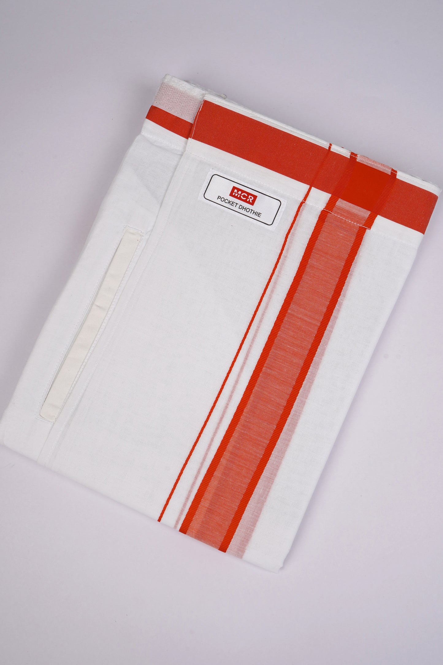 PKT FD-02 VELCRO WHITE DOUBLE DHOTI - Light Orange