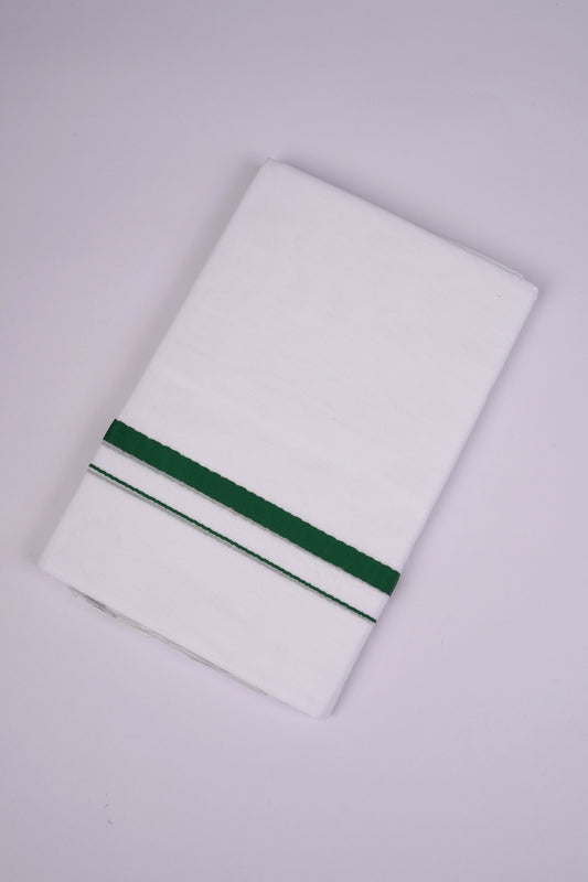 HD-27 WHITE DOUBLE DHOTI  3.80 MTR - green